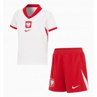 Maglia Calcio Polonia Prima Divisa Bambino Europei 2024 Manica Corta (+ pantaloncini)